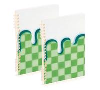 SyXIOP A5 size Green Ice Cream Plaid Checked bound notebooks 8.3" x 5.7", wire-bound subject college ruled spiral 60 sheets for travel&writing 2 pack