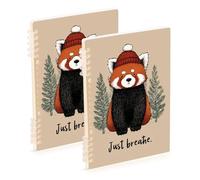SyXIOP A5 size Just Breathe Christmas Red Panda notebooks wide 8.3" x 5.7", wire-bound spiral notebooks wide ruled 60 sheets for working&classroom 2 pack