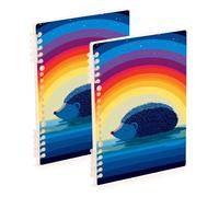 SyXIOP A5 size Lazy Ocean Hedgehog Rainbow wide ruled spiral 8.3" x 5.7", wire-bound subject notebooks college ruled 60 sheets for planner&business 2 pack