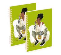 SyXIOP A5 size Lime Green zebras Dressing Girl ruled notebook paper 8.3" x 5.7", hard cover composition notebook wide ruled 60 sheets for school&office 2 pack