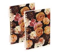SyXIOP A5 size Love Floral Anime Chocolate ruled notebook paper 8.3" x 5.7", hard cover composition notebook wide ruled 60 sheets for travel&writing 2 pack