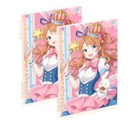 SyXIOP A5 size Magic Anime Bunny Girl notebook journal 8.3" x 5.7", wear-resistant subject spiral notebook college 60 sheets for planner&business 2 pack