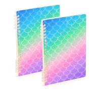 SyXIOP A5 size Mermaid Scale Rainbow Pink Purple notebook wide ruled 8.3" x 5.7", wire-bound wide ruled spiral notebook 60 sheets for diary&to do list 2 pack