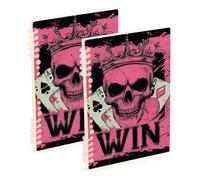 SyXIOP A5 size Pink Skull Ace Card school notebook 8.3" x 5.7", sturdy composition notebook wide ruled 60 sheets for working&classroom 2 pack