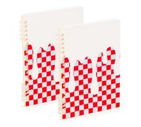 SyXIOP A5 size Red Ice Cream Plaid Checked notebooks wide 8.3" x 5.7", wire-bound subject college ruled spiral 60 sheets for working&classroom 2 pack