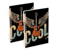 SyXIOP A5 size Retro Guitar Wings college notebook 8.3" x 5.7", wear-resistant subject spiral notebook wide 60 sheets for diary&to do list 2 pack