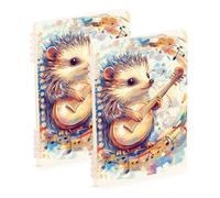 SyXIOP A5 size Rural Music Hedgehog Cute lined notebook 8.3" x 5.7", sturdy subject spiral notebook wide 60 sheets for planner&business 2 pack