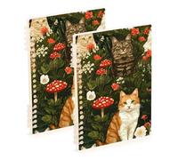 SyXIOP A5 size Sturdy Manx Cats spiral notebooks 8.3" x 5.7", wear-resistant subject college ruled notebook 60 sheets for school&office 2 pack