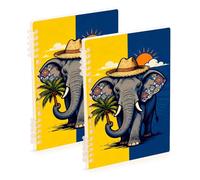 SyXIOP A5 size Thai Bohemian Elephants subject notebook 8.3" x 5.7", wire-bound single subject spiral notebook 60 sheets for school&office 2 pack