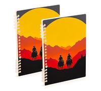 SyXIOP A5 size Western Cowboy school notebooks 8.3" x 5.7", wire-bound subject notebooks college ruled 60 sheets for working&classroom 2 pack