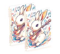 SyXIOP A5 size White Rabbit Music Play ruled notebook paper 8.3" x 5.7", wire-bound school supplies for college 60 sheets for working&classroom 2 pack