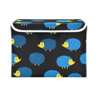 SyXIOP African Hedgehog Blu Ray Black foldable 40 L storage bins with lid with handles heavy duty stackable storage containers Christmas for Home Office Organization 42x32x30cm