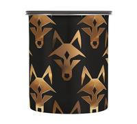 SyXIOP American Anime Wolf Bronze Gold Designed Storage Containers With Lids Stainless Steel Canisters For Cereal Push Button