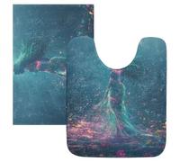 SyXIOP Bath mat rugs non slip washable Green Dreamy Mermaid