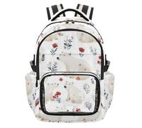 SyXIOP Beauty Polar Bear White Clear Kid Backpack Water-Resistant Backpack with Reinforced Strap Stitches for Kids Boys Girls, Age 7-18 escolares para nino de