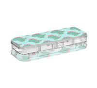 SyXIOP Beige Cartoon Bow Dinosaur Silhouette Designed Clear Plastic Pencil Box 2 Layer Hard Boxes Pens Case For Stationery With Snap Lid