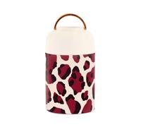SyXIOP Beige Red Leopard Print Stainless Steel Vacuum Insulated lunch box for hot food with spoon for women overnight oat 17 oz