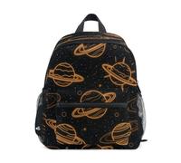 SyXIOP big backpacks for kids with name tag Space Planet Orange Black