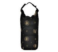 SyXIOP Bitcoin Sign Black Water Bottle Shoulder Carrier Stylish Sling Water Bottle Holder 20/24/32/40oz for Adults Kids Walking Hiking Camping Travelling Bolsa para Botella De Agua