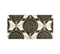 SyXIOP Black and Gold Spiral Geometric Pattern decorative mats for bathroom non slip washable bathroom rugs non slip for kitchen accessories 39x20in alfombra para ba?o