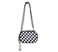 SyXIOP Black and White Twist Check Cross Body Bag for Womens Practical with Credit Card Slots Cell Phone Bag Take a walk