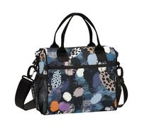 SyXIOP Black Digital Art Leopard Print Reusable Large Lunch Tote with Shoulder Strap Insulated Lunch Bag for Women for Gym lunchera para mantener Los alimentos calientes sin electricidad