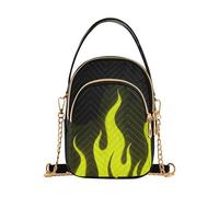 SyXIOP Black Fluorescent Cool Flame Yellow trendy sling bag for men crossbody with multi pockets handbag for women for wife