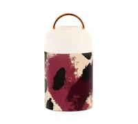 SyXIOP Black Red Leopard Print Stainless Steel Vacuum Insulated insulated food jar with spoon for adult overnight oat 17 oz