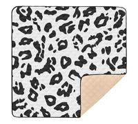 SyXIOP Black White Leopard Print Soft Thick Baby Play Tummy Time Mat for Indoor Outdoor Water Resistant foldable Newborns Kicking Mat for Newborns Babies Infants Toddlers, 50'' x 50''