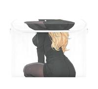 SyXIOP Blonde Hair Sexy Beauty foldable 40 L cube storage bins with handles sturdy large storage containers Christmas for Closet and Laundry Storage 42x32x30cm