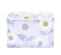 SyXIOP Blu Ray Sunflower Pastel Purple foldable 40 L large storage bins with handles Decorative bins with lids Christmas For Bedroom,Closet, Living Room 42x32x30cm
