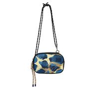 SyXIOP Blue and Gold Leopard Print Cross Body Purse Women Fashion with Credit Card Slots Small Shoulder Bag Walk the dog