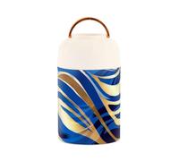 SyXIOP Blue and Gold Leopard Print Stainless Steel Vacuum Insulated food jar with folding spoon with spoon for girls ice cream 17 oz