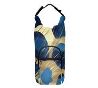 SyXIOP Blue and Gold Leopard Print Water Bottle Shoulder Carrier Space-Saving Water Bottle Insulated Carrier 20/24/32/40oz for Daily Walking Hiking and Other Outdoor Activities Accesorios para