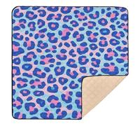 SyXIOP Blue-pink Leopard Print Soft Foam thick play mat for baby for Floor Water Resistant foldable Tummy Time Activity Mat Babies Infants Toddlers 50'' x 50''