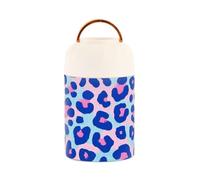 SyXIOP Blue-pink Leopard Print Stainless Steel Vacuum Insulated hot lunch container with spoon for adult pasta 17 oz
