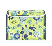 SyXIOP Boho Green Bloom Blue foldable 40 L storage bins for shoes with handles Decorative stackable storage containers Christmas for Closet and Laundry Storage 42x32x30cm