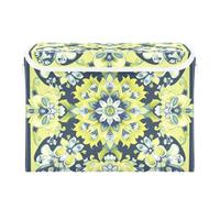 SyXIOP Boho Green Bloom foldable 40 L storage bins for toys with handles sturdy containers with lids Christmas For Bedroom,Closet, Living Room 42x32x30cm