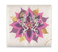 SyXIOP Boho Mandala Flower and Human Skeleton Leather Auto Registration Insurance & ID Card Holder Essential Car Wallet Case for Cards, Essential Document, Driver License Vehicle Paperwork