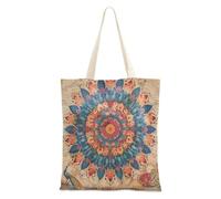 SyXIOP Boho Retro Mandala Peacock Pattern Tote Bags Canvas with handles Aesthetic Canvas Tote Bag Canvas shoulder bag for Friend Bolsa de lona