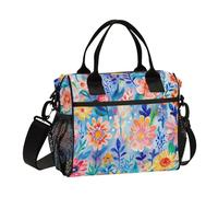 SyXIOP Boho Style Colorful Bloom Large Lunch Tote with Shoulder Strap Women Lunch Bags for Work for Kitchen bultos para llevar Lunch