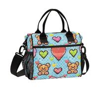 SyXIOP Bracelet Beaded Bear Love Butterfly Beaded Adjustable Insulated Lunch Bag with Shoulder Strap Lunch Tote for Women for Kindergarten bolsas de loncheras para ninas