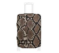 SyXIOP Brown Python Skin Texture Elastic Carry on Luggage Cover Anti Scratch Suitcase Elastic Cover Travel Essentials Fit 18-32 Inch Luggage