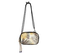SyXIOP Brownish Yellow Tropical Leaves West Crossbody Purse for Men Comfort with Credit Card Slots Shoulder Bag Date