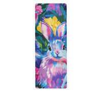 SyXIOP Buffalo Plaid Bunny Rabbits Happy Easter Yoga mat Bag for Home Gym Printed, Non Slip, Yoga Towel mat with Bag tapete para ejercicio 71x26 inches