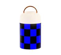 SyXIOP Buffalo Plaid Check Black Blue Stainless Steel Vacuum Insulated box keep food warm with spoon for women ice cream 17 oz