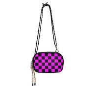 SyXIOP Buffalo Plaid Check Black Magenta Cross Body Purse Mens Beauty with Adjustable Strap Shoulder Bag Take a walk
