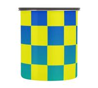 SyXIOP Buffalo Plaid Check Yellow Blue Green Gradient Designed Coffee Storage Containers Stainless Steel kitchen storage & organisation Push Button Top