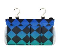 SyXIOP Buffalo Plaid diamonding Black Blue Green Gradient Caddy For Bedside Multi-Function Organizer Caddy for Bunk and Hospital Beds Dorm Rooms Bed Rails organizador para la cama