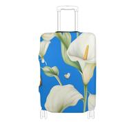 SyXIOP Calla Lily Flower Butterfly Blue Elastic Carry on Luggage Cover Protector Scratchproof Suitcase Cover Luggage Protectors Fit 18-32 Inch Luggage